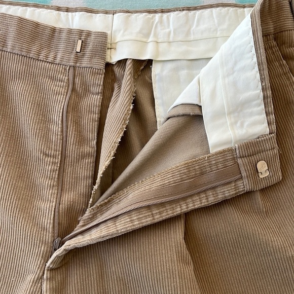 Haggar Men’s Wide Wale Corduroy Pleated Pants Tan Khaki 34x30 USA - Picture 7 of 12